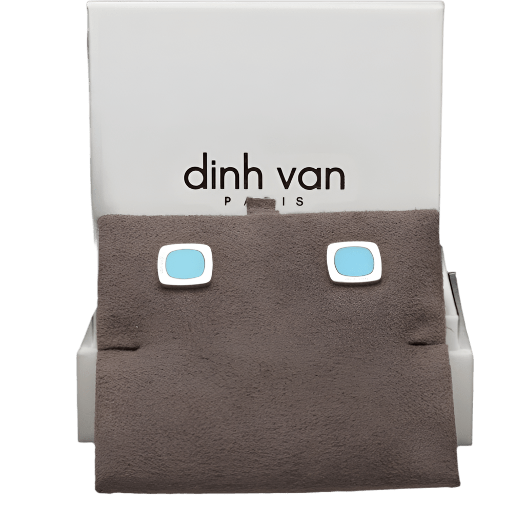 Boucles d’oreilles DINH VAN "Impression" en or gris et turquoises - Castafiore