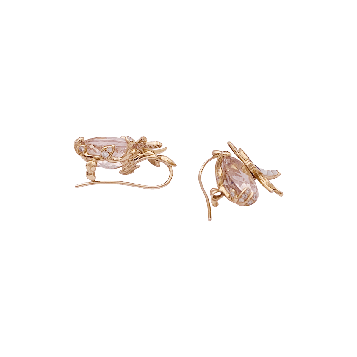 Boucles d'oreilles Dior "Gourmande" or rose, diamants, pierres de couleurs. - Castafiore