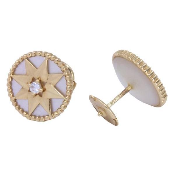 Boucles d'oreilles DIOR "Rose des vents" en or jaune et diamants - Castafiore