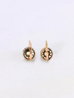 Boucles d'oreilles dormeuses anciennes diamants taille rose - Castafiore