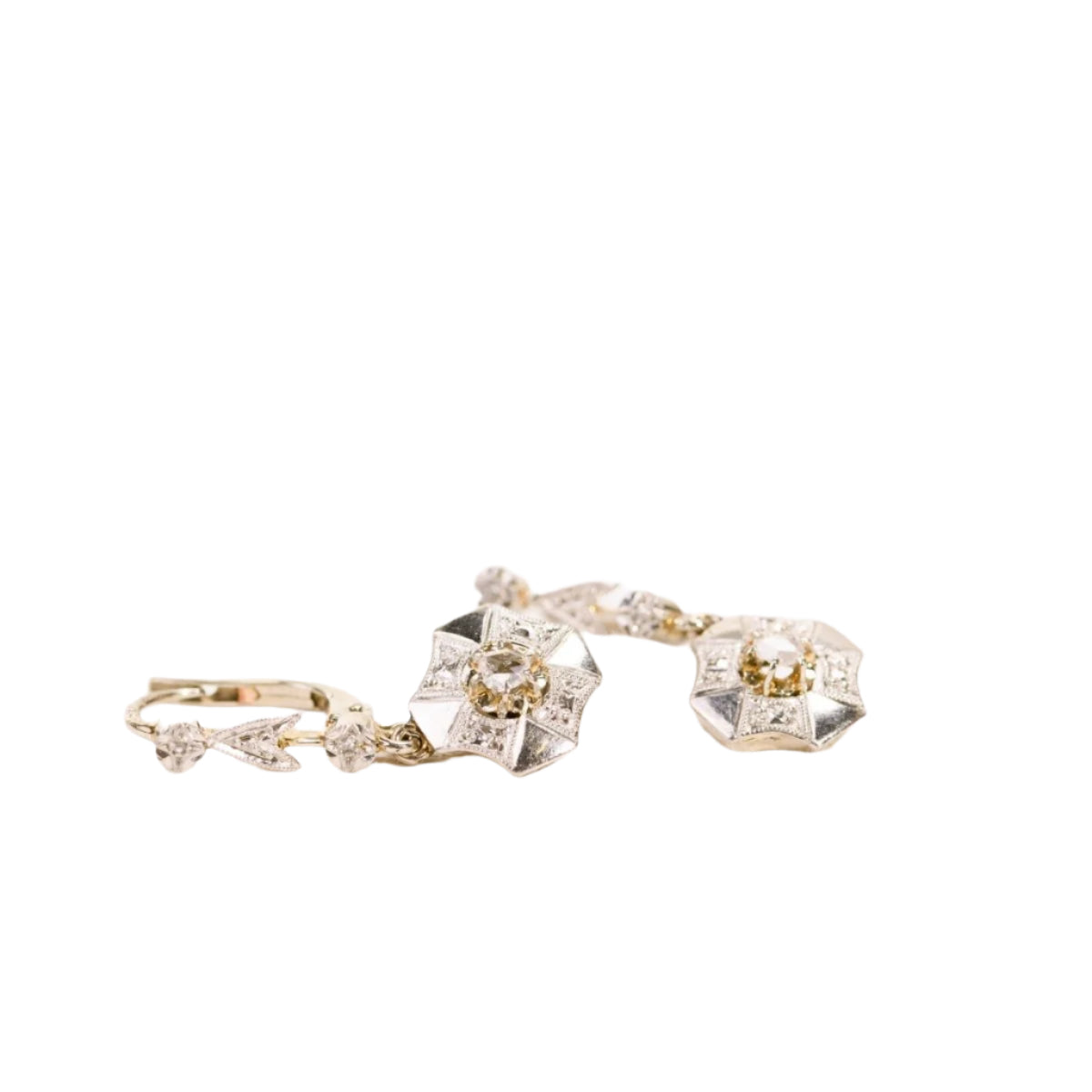 Boucles d'oreilles Dormeuses Art Déco diamants en or - Castafiore