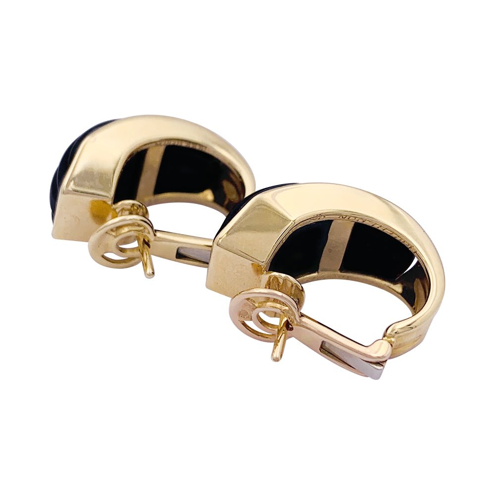 Boucles d'oreilles Dormeuses BOUCHERON vintage en or jaune et bois - Castafiore