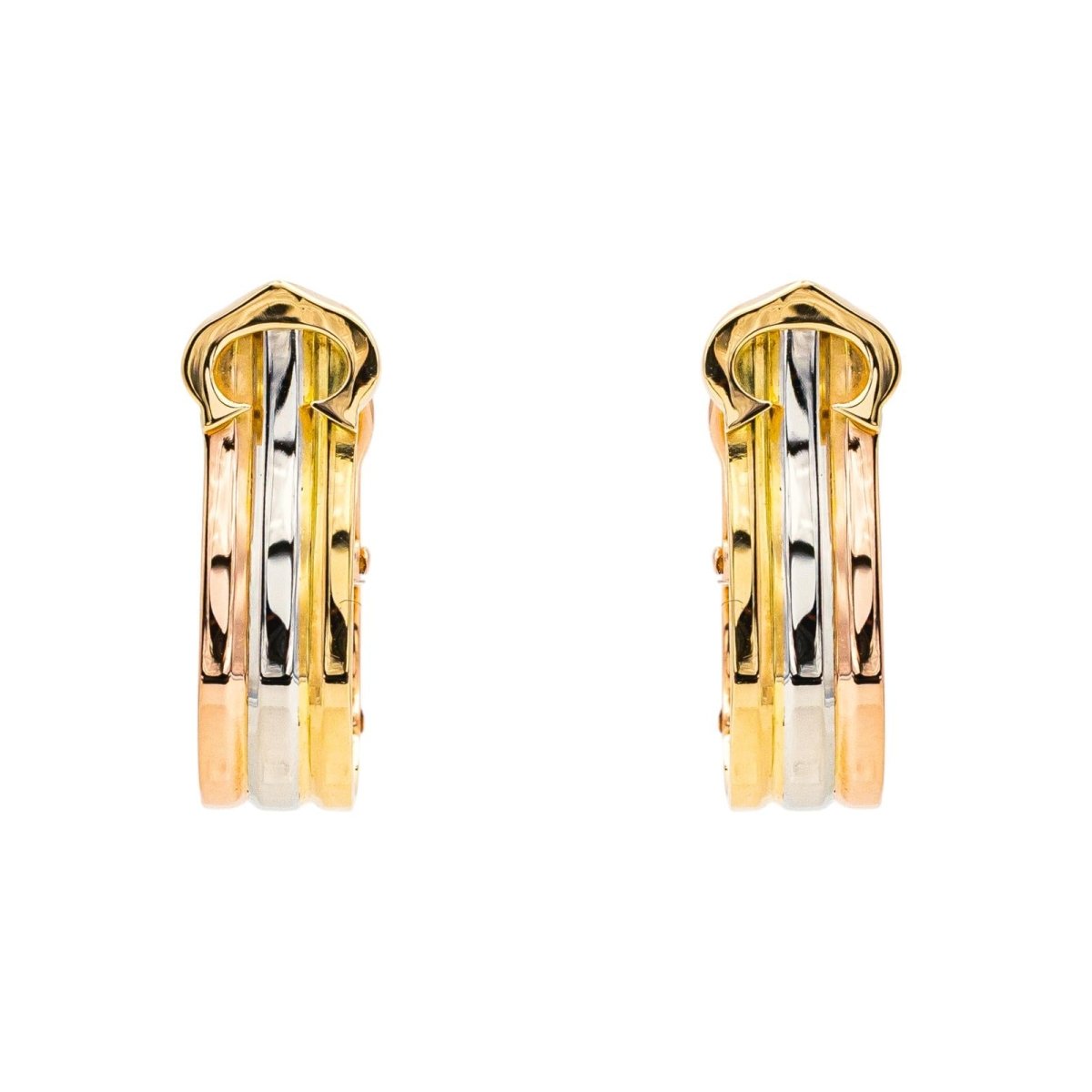 Boucles d'oreilles Dormeuses CARTIER "C de Cartier" en or jaune, or blanc et or rose - Castafiore