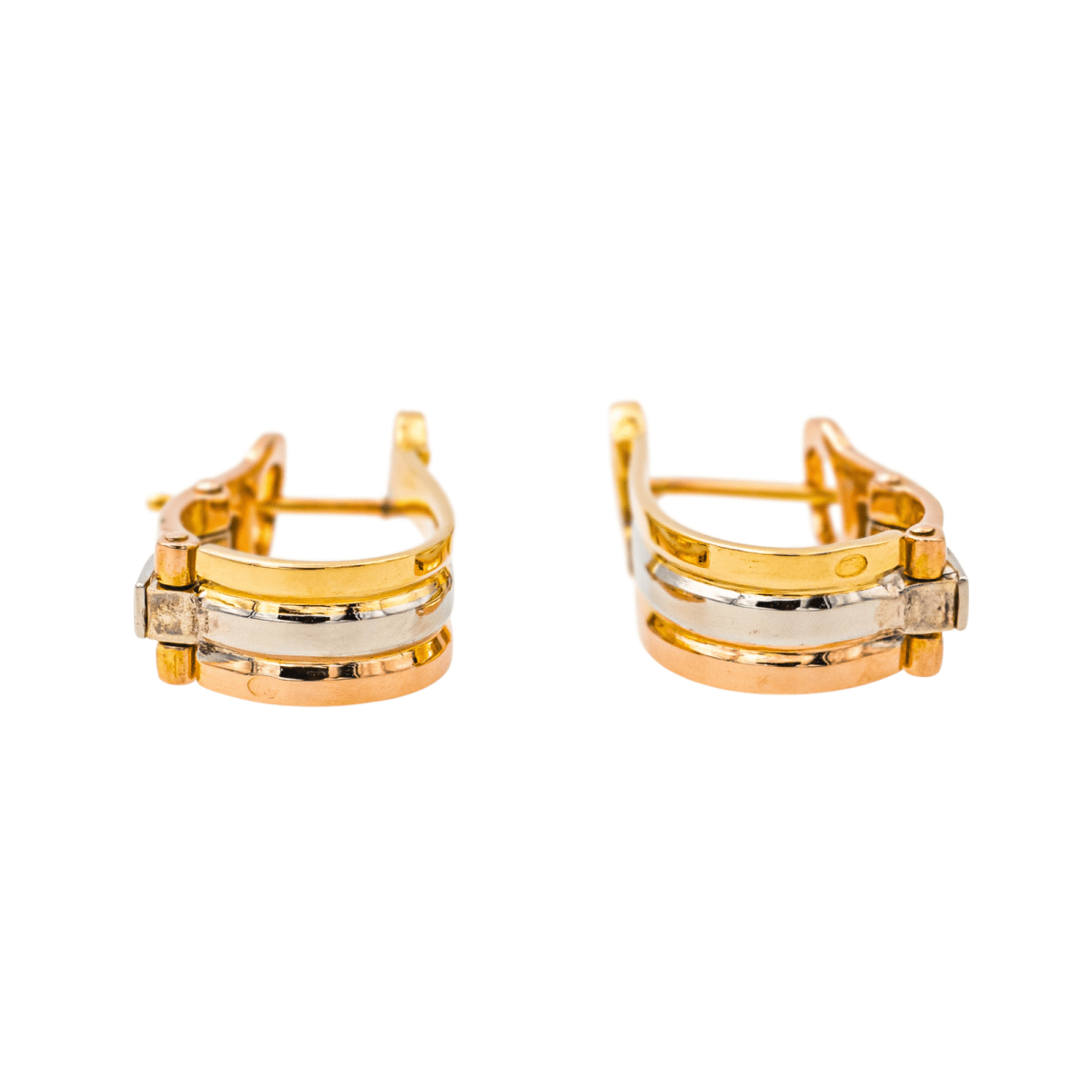 Boucles d'oreilles Dormeuses CARTIER "C de Cartier" en or jaune, or blanc et or rose - Castafiore