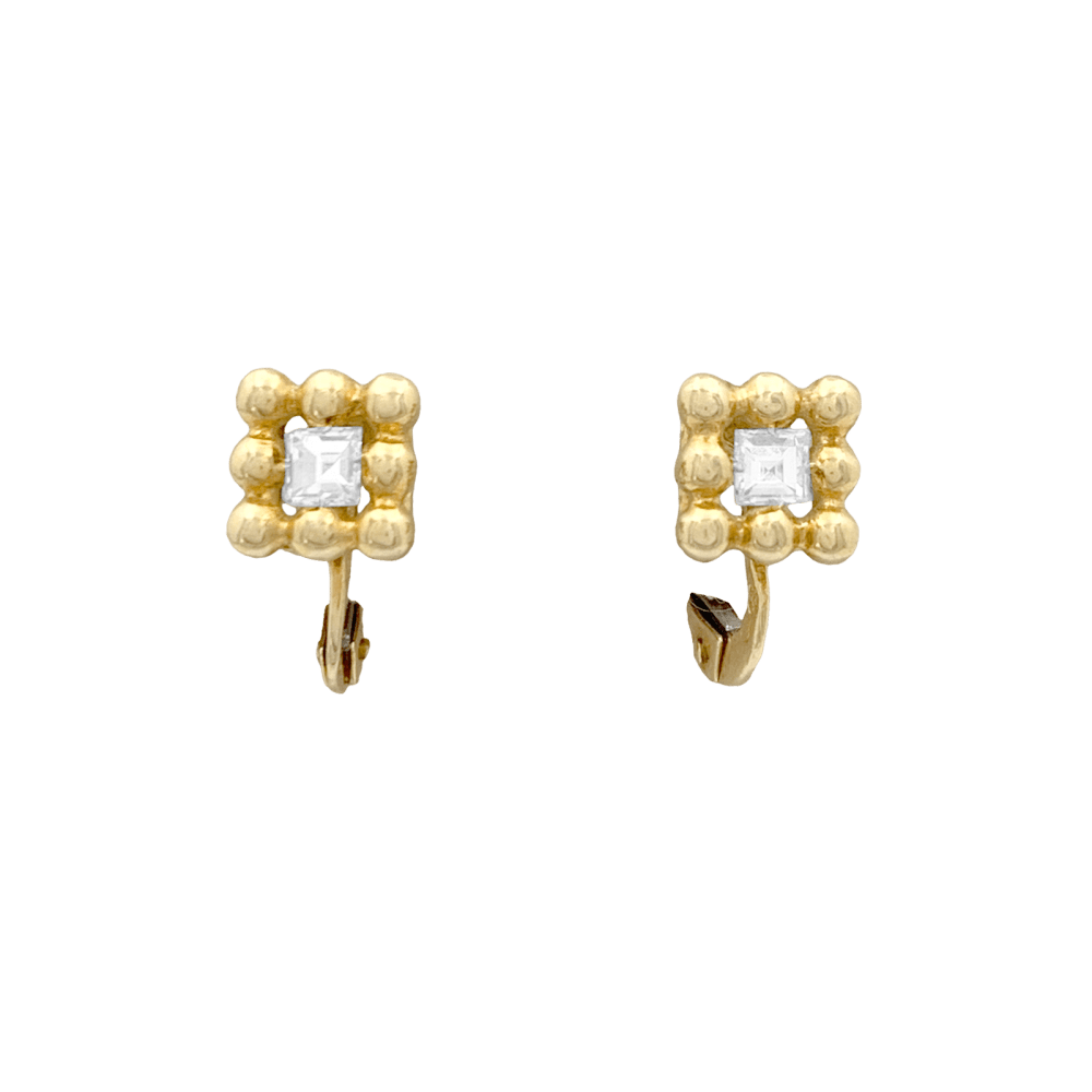 Boucles d'oreilles Dormeuses CHAUMET "Quadrangulaires" en or jaune et diamants - Castafiore