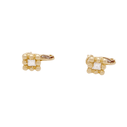 Boucles d'oreilles Dormeuses CHAUMET "Quadrangulaires" en or jaune et diamants - Castafiore