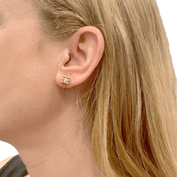 Boucles d'oreilles Dormeuses CHAUMET "Quadrangulaires" en or jaune et diamants - Castafiore