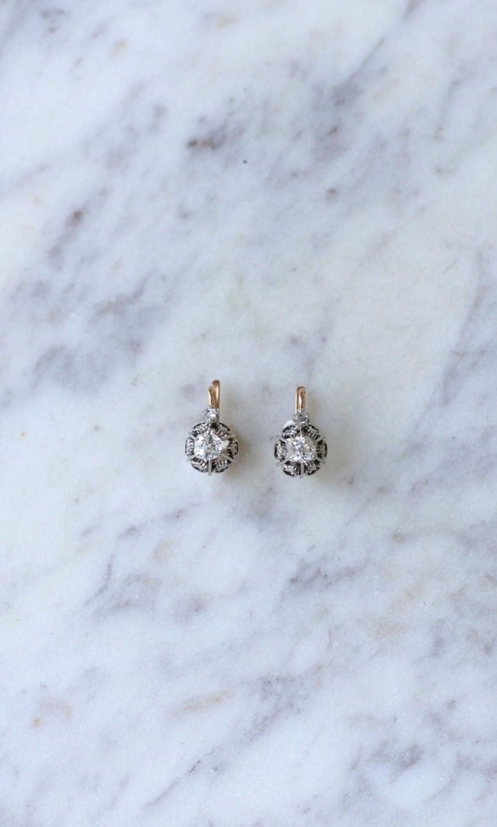 Boucles d'oreilles dormeuses diamants 0,50 Ct - Castafiore