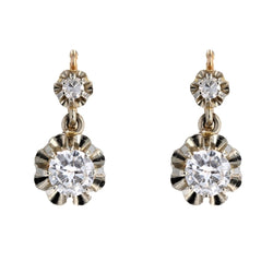 Boucles d'oreilles dormeuses diamants 2 ors - Castafiore