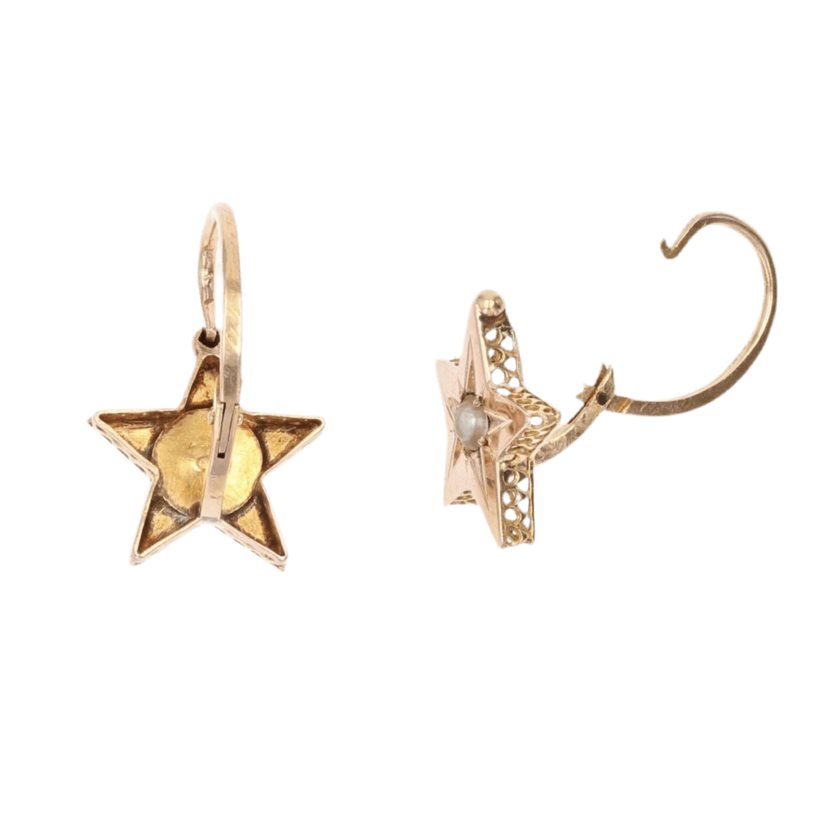 Boucles d'oreilles Dormeuses en en or rose et perles - Castafiore