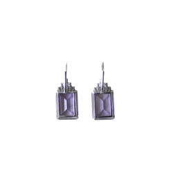 Boucles d'oreilles Dormeuses en or blanc, améthystes et diamants - Castafiore