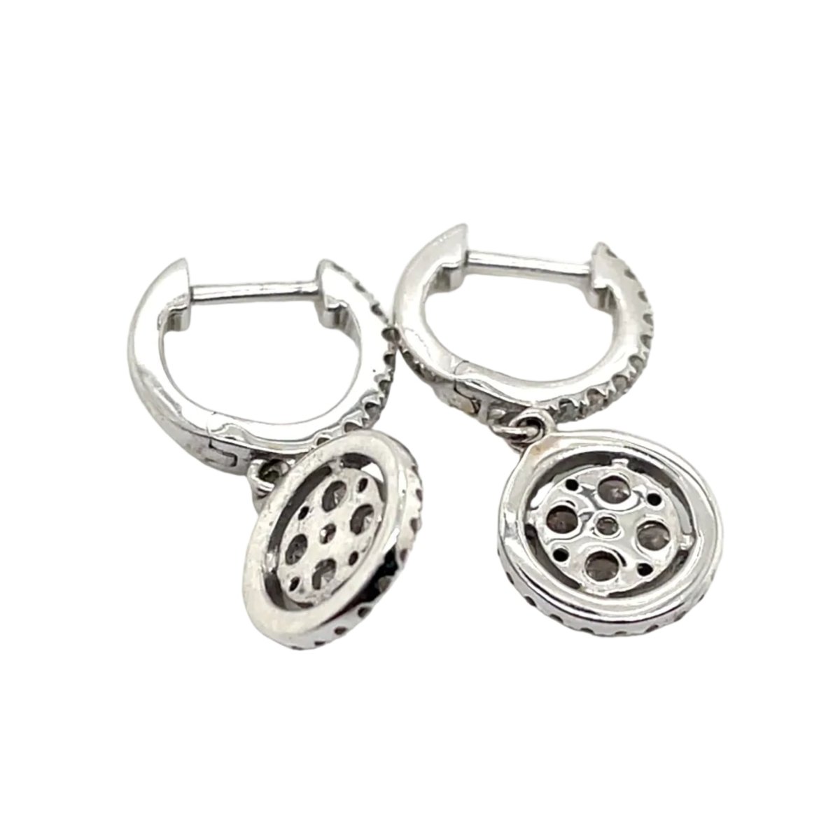 Boucles d'oreilles Dormeuses en or blanc et diamants - Castafiore