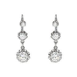 Boucles d'oreilles Dormeuses en or blanc et diamants - Castafiore