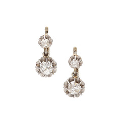 Boucles d'oreilles Dormeuses en or blanc et diamants - Castafiore