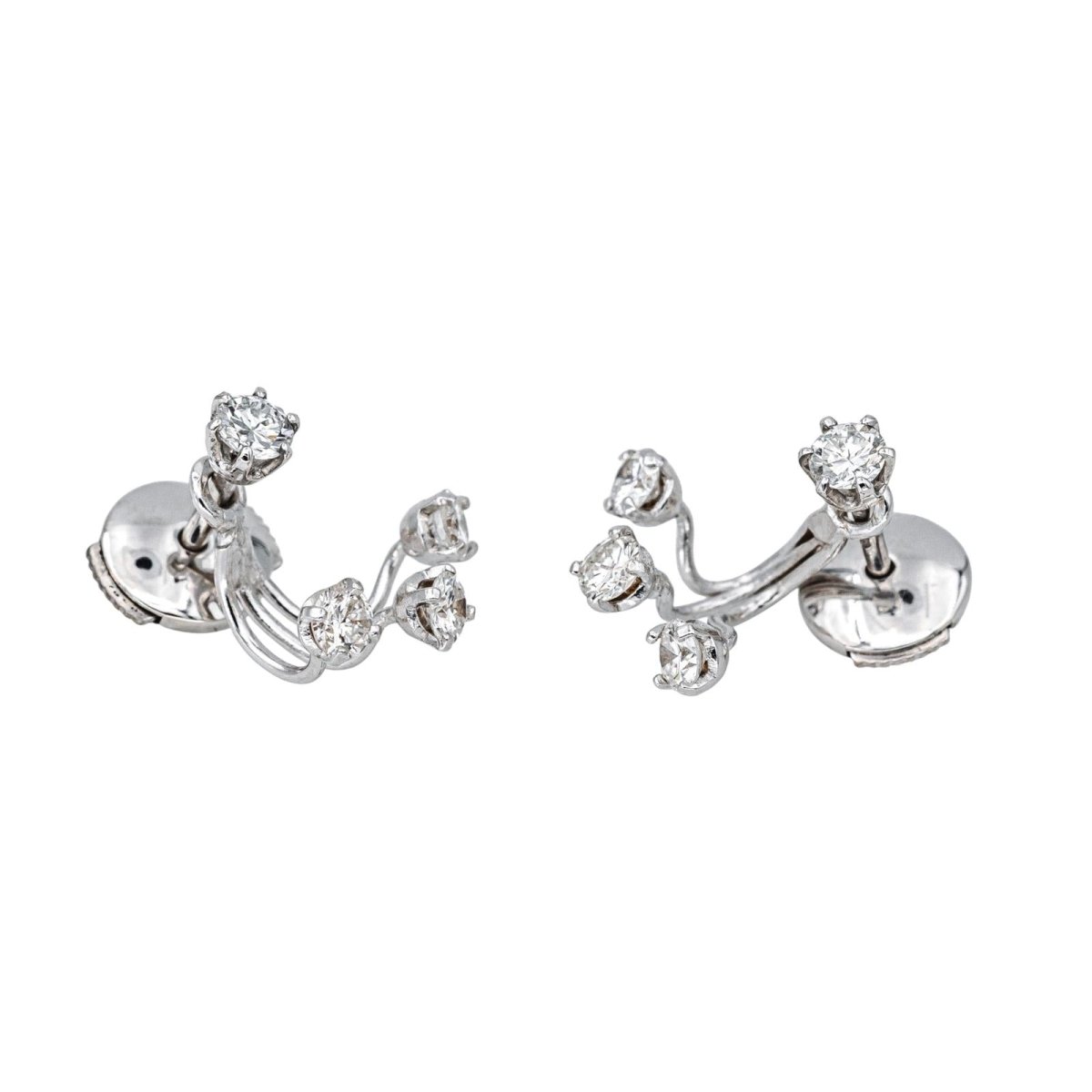 Boucles d'oreilles Dormeuses en or blanc et diamants - Castafiore