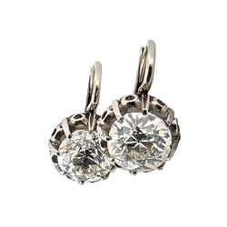 Boucles d'oreilles Dormeuses en or blanc et diamants - Castafiore