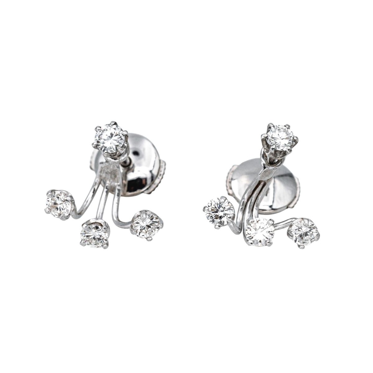 Boucles d'oreilles Dormeuses en or blanc et diamants - Castafiore