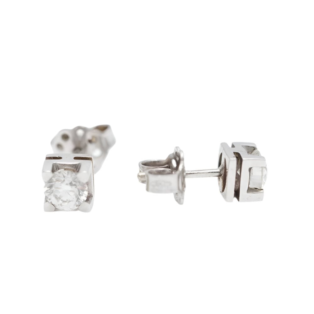 Boucles d'oreilles Dormeuses en or blanc et diamants - Castafiore