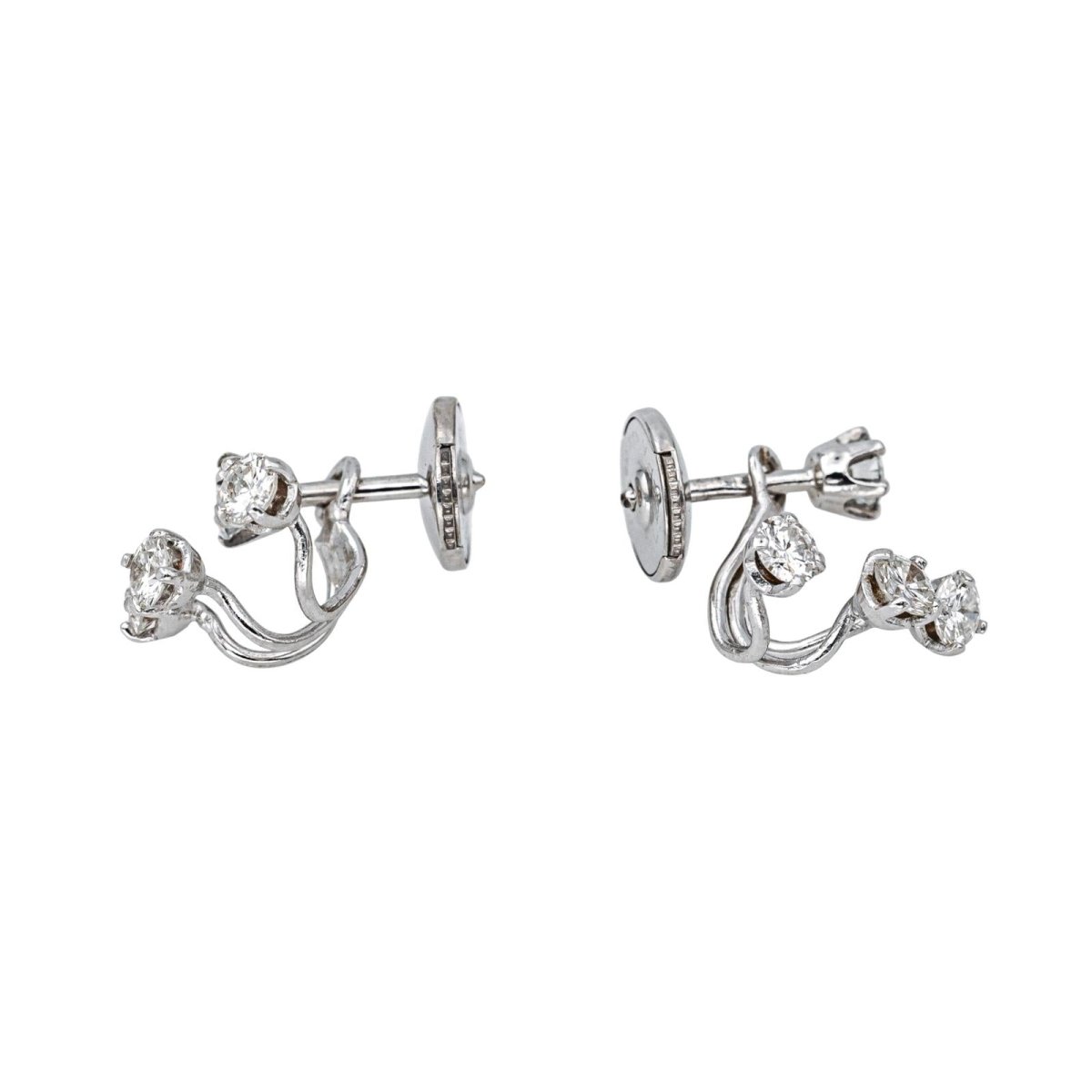 Boucles d'oreilles Dormeuses en or blanc et diamants - Castafiore