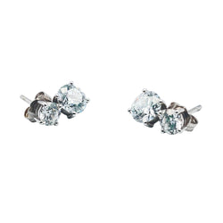 Boucles d'oreilles dormeuses en or blanc et diamants - Castafiore