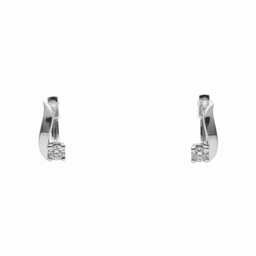 Boucles d'oreilles Dormeuses en or blanc et diamants - Castafiore