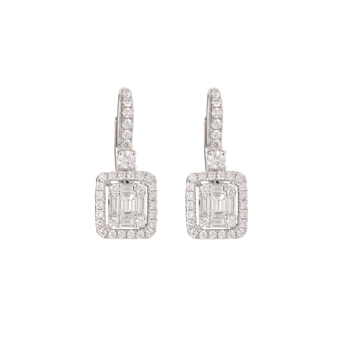 Boucles d'oreilles Dormeuses en or blanc et diamants - Castafiore