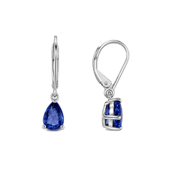 Boucles d'oreilles Dormeuses en or blanc et tanzanites - Castafiore