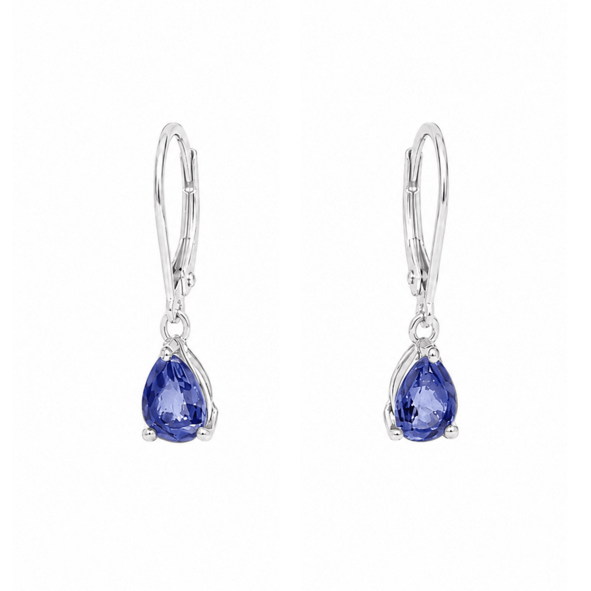 Boucles d'oreilles Dormeuses en or blanc et tanzanites - Castafiore