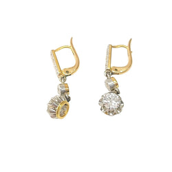 Boucles d'oreilles Dormeuses en or blanc, or jaune et diamants - Castafiore