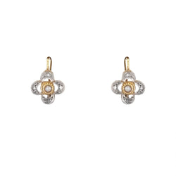 Boucles d'oreilles Dormeuses en or blanc, or rose, perles et diamants - Castafiore