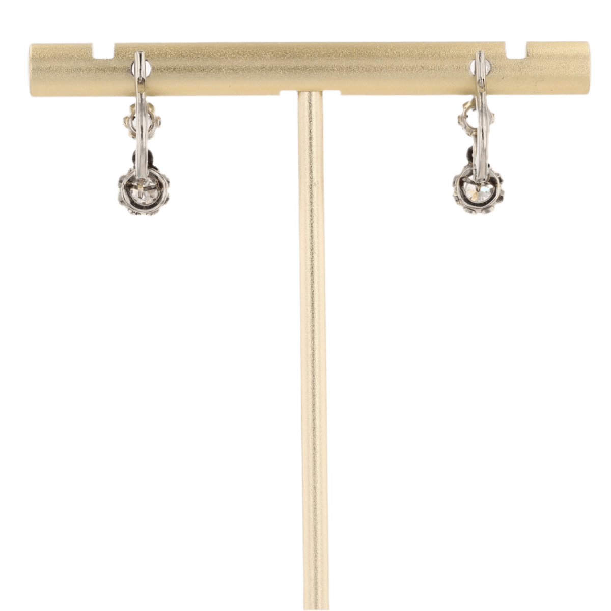 Boucles d'oreilles Dormeuses en or blanc, platine et diamants - Castafiore