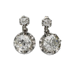 Boucles d'oreilles Dormeuses en or blanc, platine et diamants - Castafiore