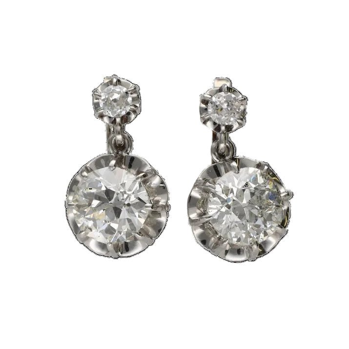 Boucles d'oreilles Dormeuses en or blanc, platine et diamants - Castafiore
