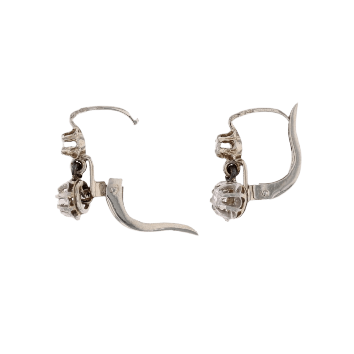 Boucles d'oreilles Dormeuses en or blanc, platine et diamants - Castafiore