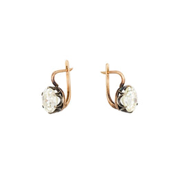 Boucles d'oreilles Dormeuses en or jaune, argent et diamants - Castafiore