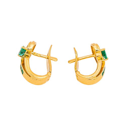Boucles d'oreilles Dormeuses en or jaune, émeraudes et diamants - Castafiore
