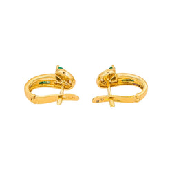 Boucles d'oreilles Dormeuses en or jaune, émeraudes et diamants - Castafiore