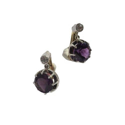 Boucles d’oreilles Dormeuses en or jaune et améthystes - Castafiore