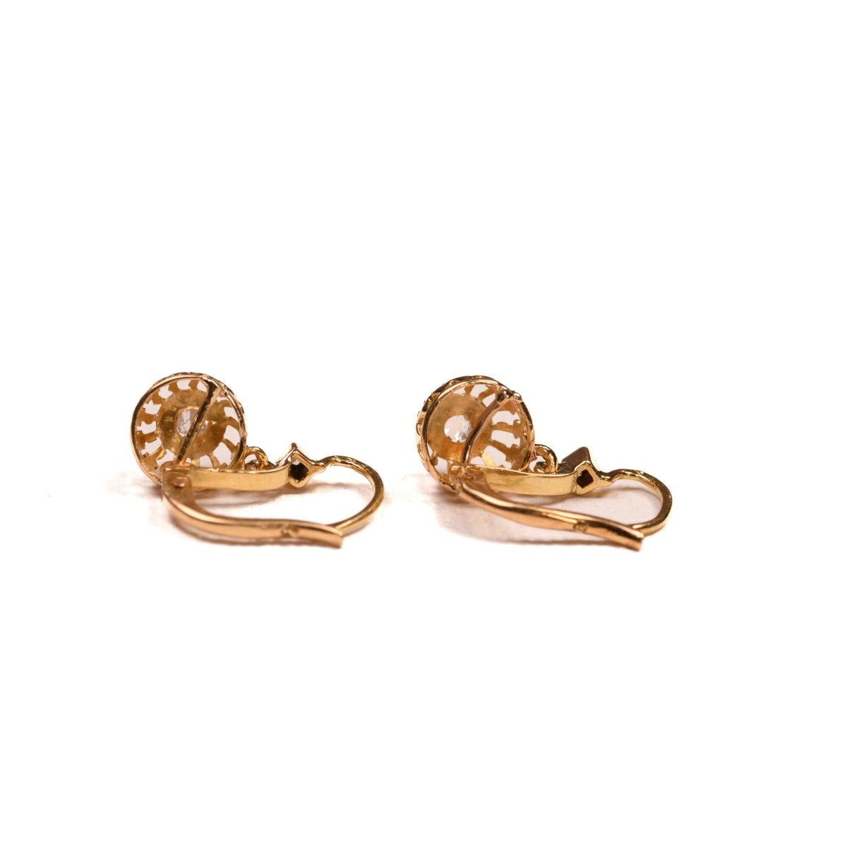 Boucles d'oreilles Dormeuses en or jaune et blanc et diamants - Castafiore