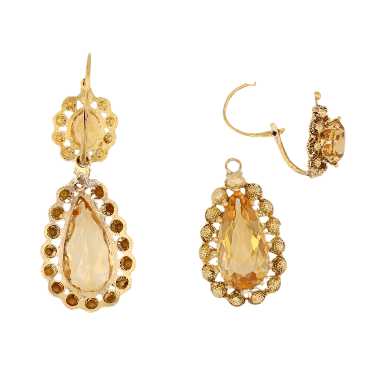 Boucles d'oreilles Dormeuses en or jaune et citrines - Castafiore