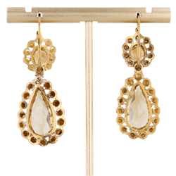 Boucles d'oreilles Dormeuses en or jaune et citrines - Castafiore