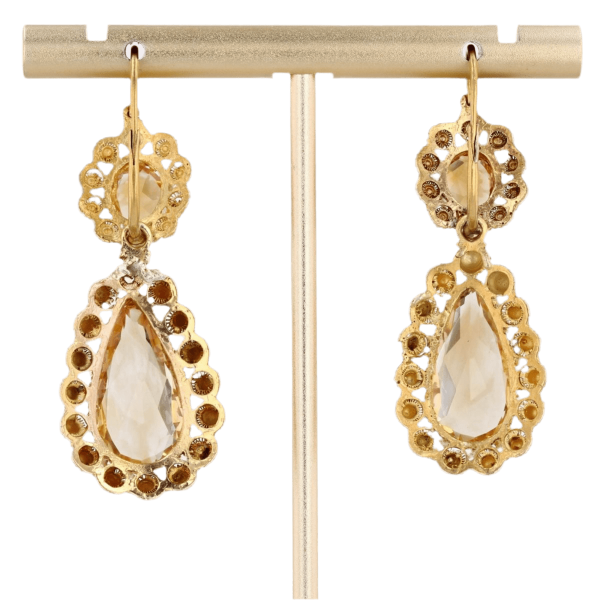 Boucles d'oreilles Dormeuses en or jaune et citrines - Castafiore