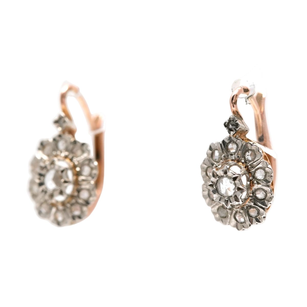 Boucles d'oreilles Dormeuses en or jaune et diamants - Castafiore