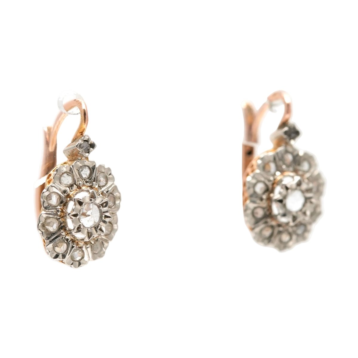 Boucles d'oreilles Dormeuses en or jaune et diamants - Castafiore