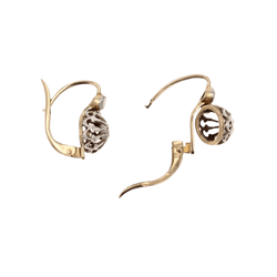 Boucles d'oreilles Dormeuses en or jaune et diamants - Castafiore