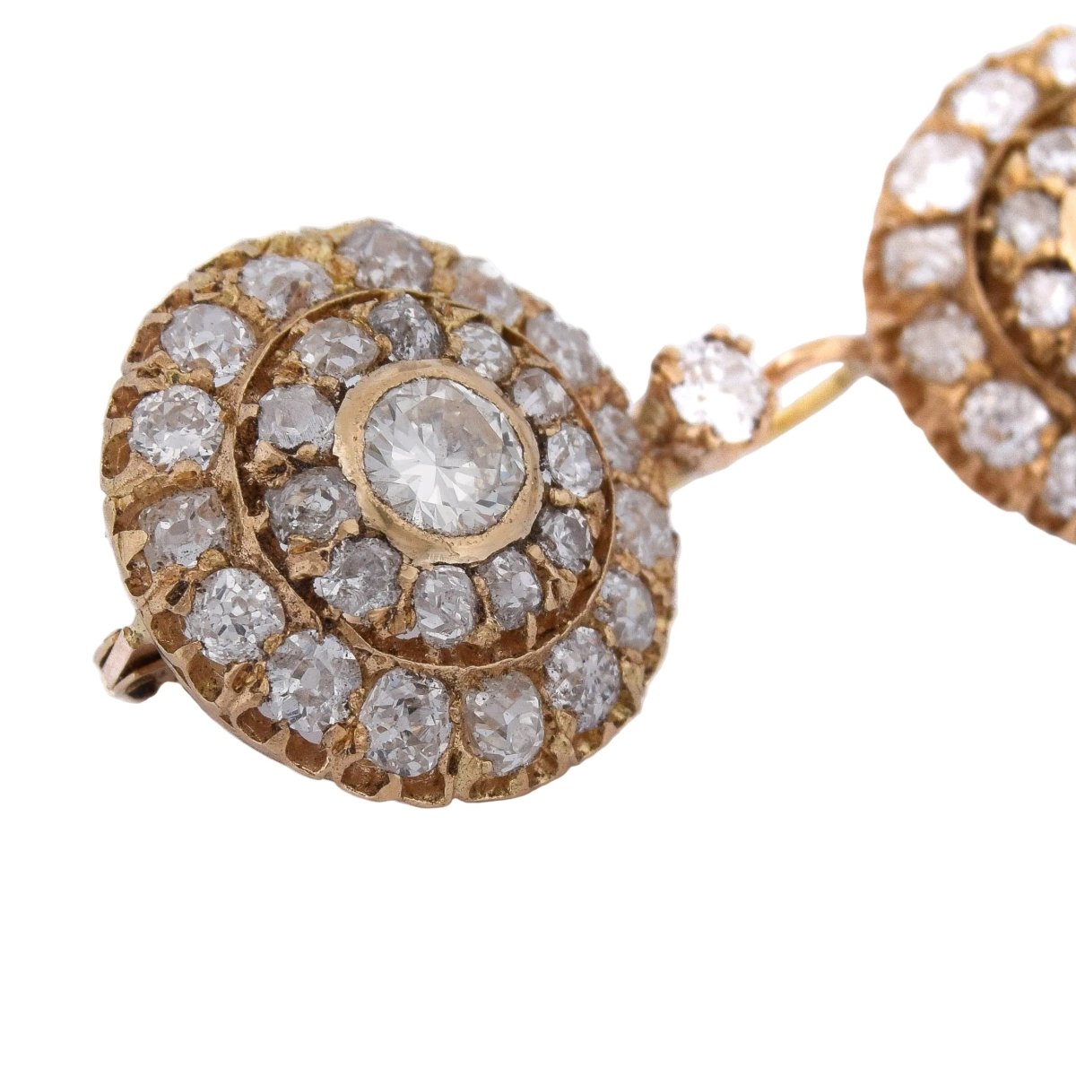 Boucles d'oreilles Dormeuses en or jaune et diamants - Castafiore