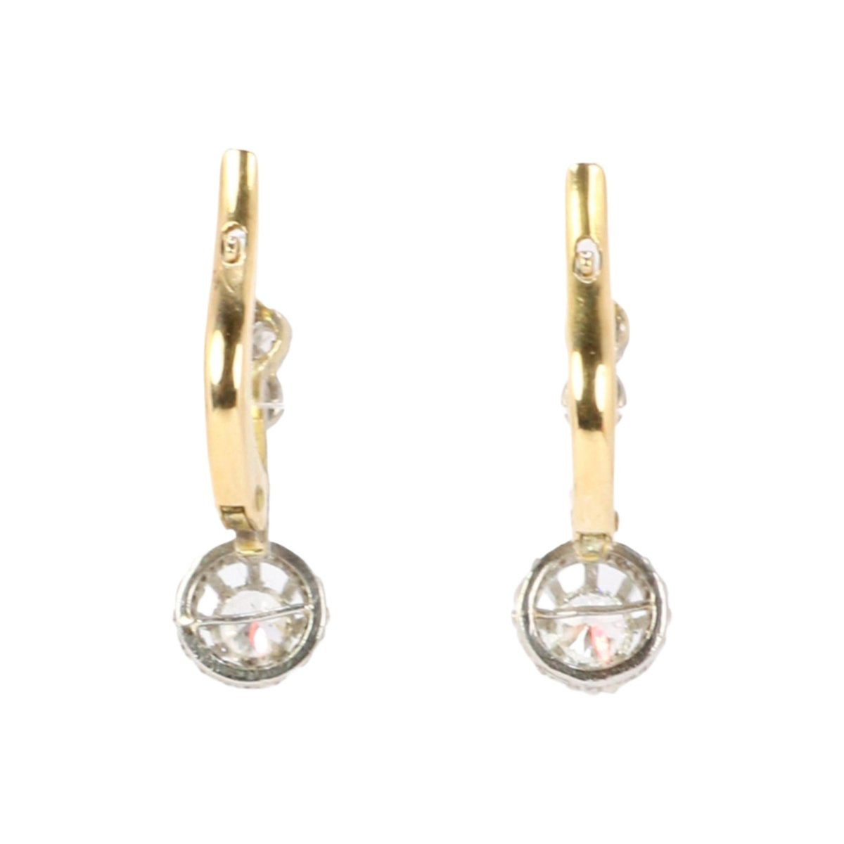 Boucles d'oreilles Dormeuses en or jaune et diamants - Castafiore