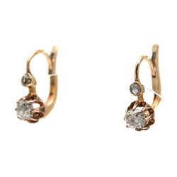 Boucles d'oreilles Dormeuses en or jaune et diamants - Castafiore