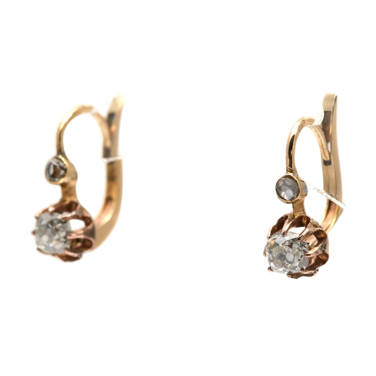 Boucles d'oreilles Dormeuses en or jaune et diamants - Castafiore