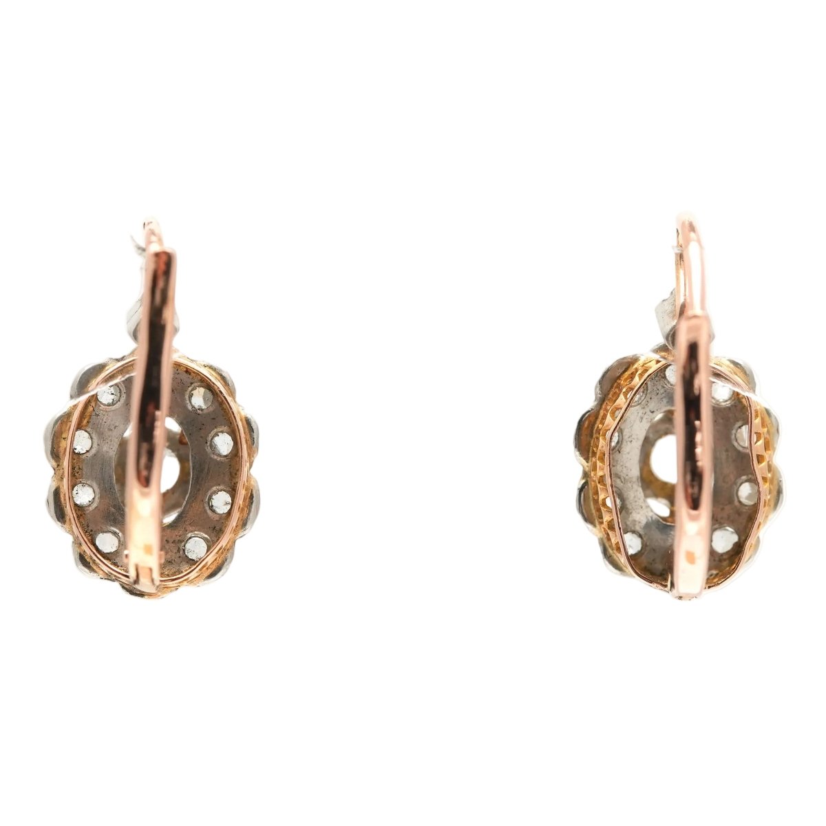 Boucles d'oreilles Dormeuses en or jaune et diamants - Castafiore